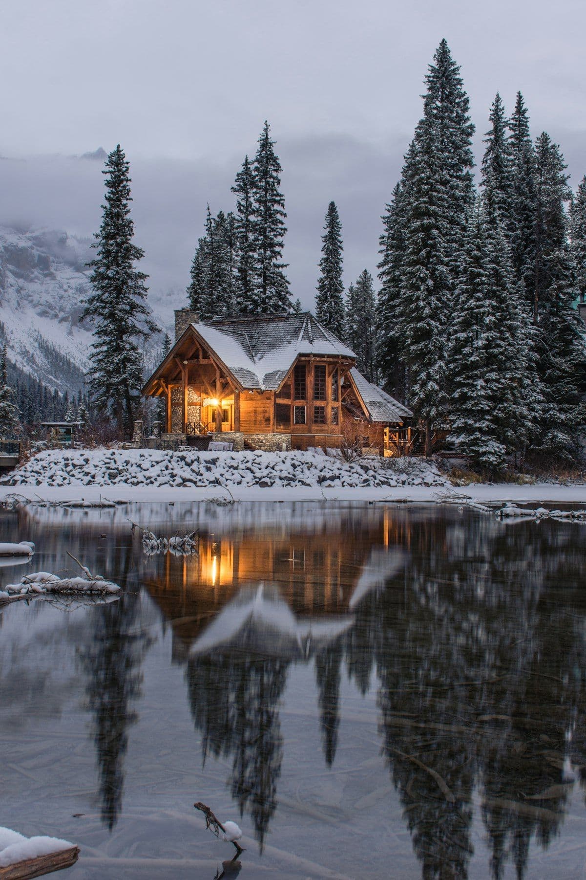 Secluded mountain cabin retreat surrounded by forest
